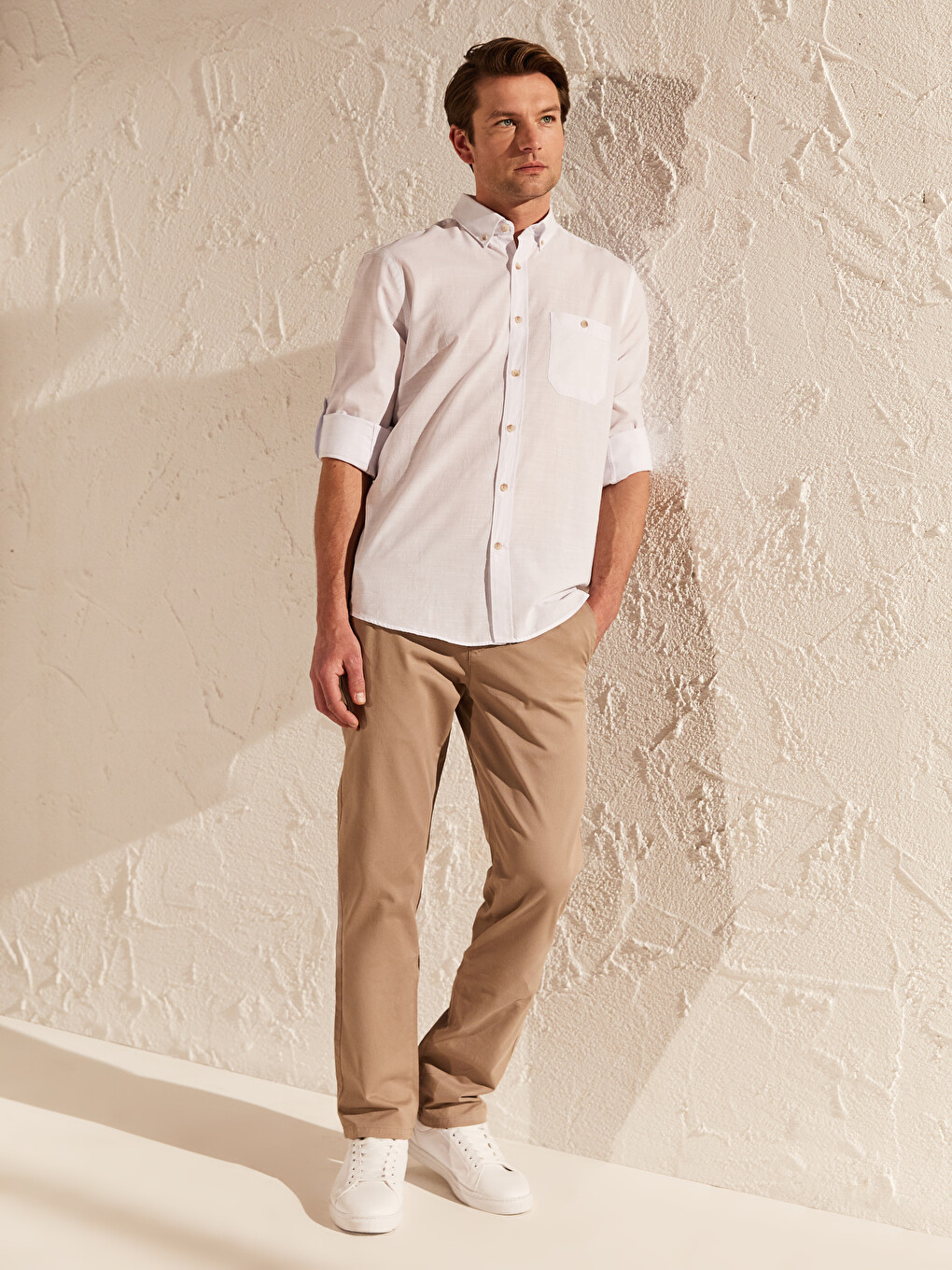 Regular Fit Long Sleeve Poplin Men's Shirt-4