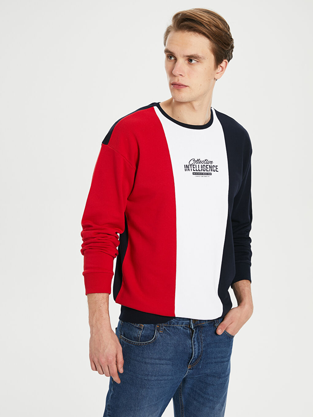 Lacivert Baskılı Sweatshirt Baba Oğul Kombini-1