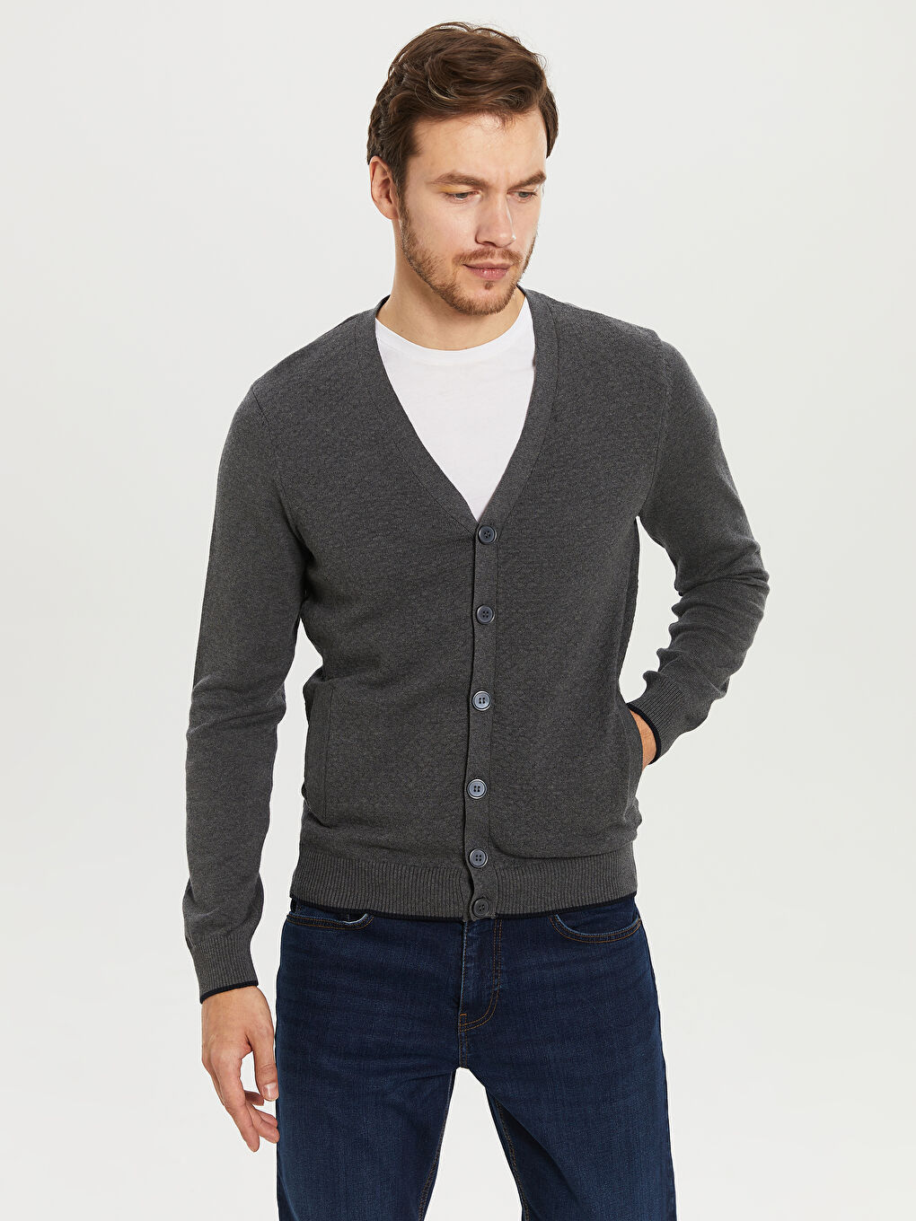 Man GREY Cardigan-2