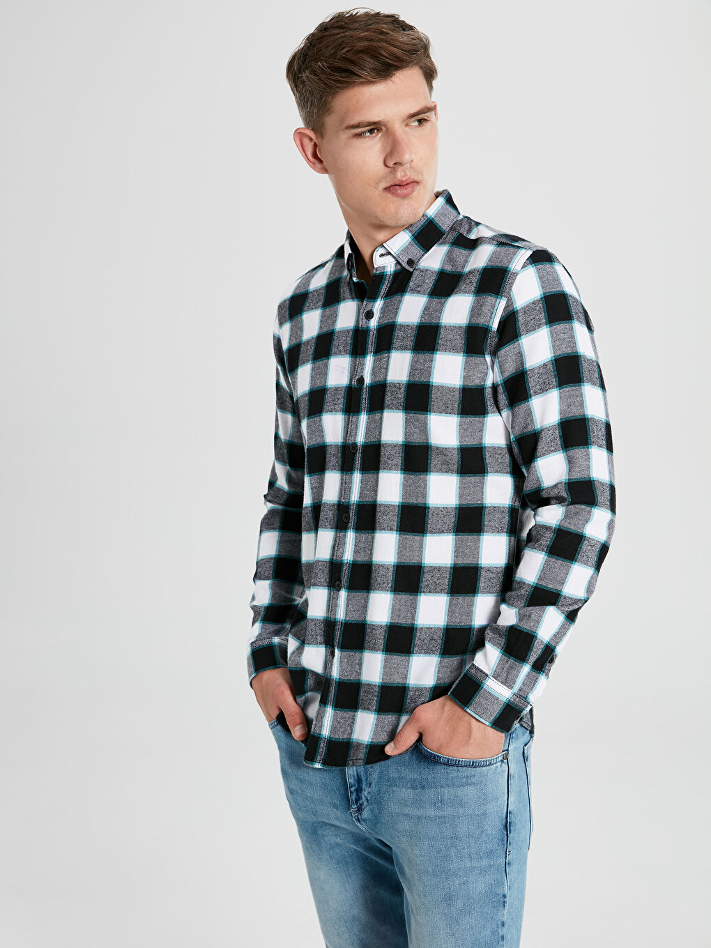LC Waikiki Man BLACK Flannel Shirt -0S1400Z8-LKX