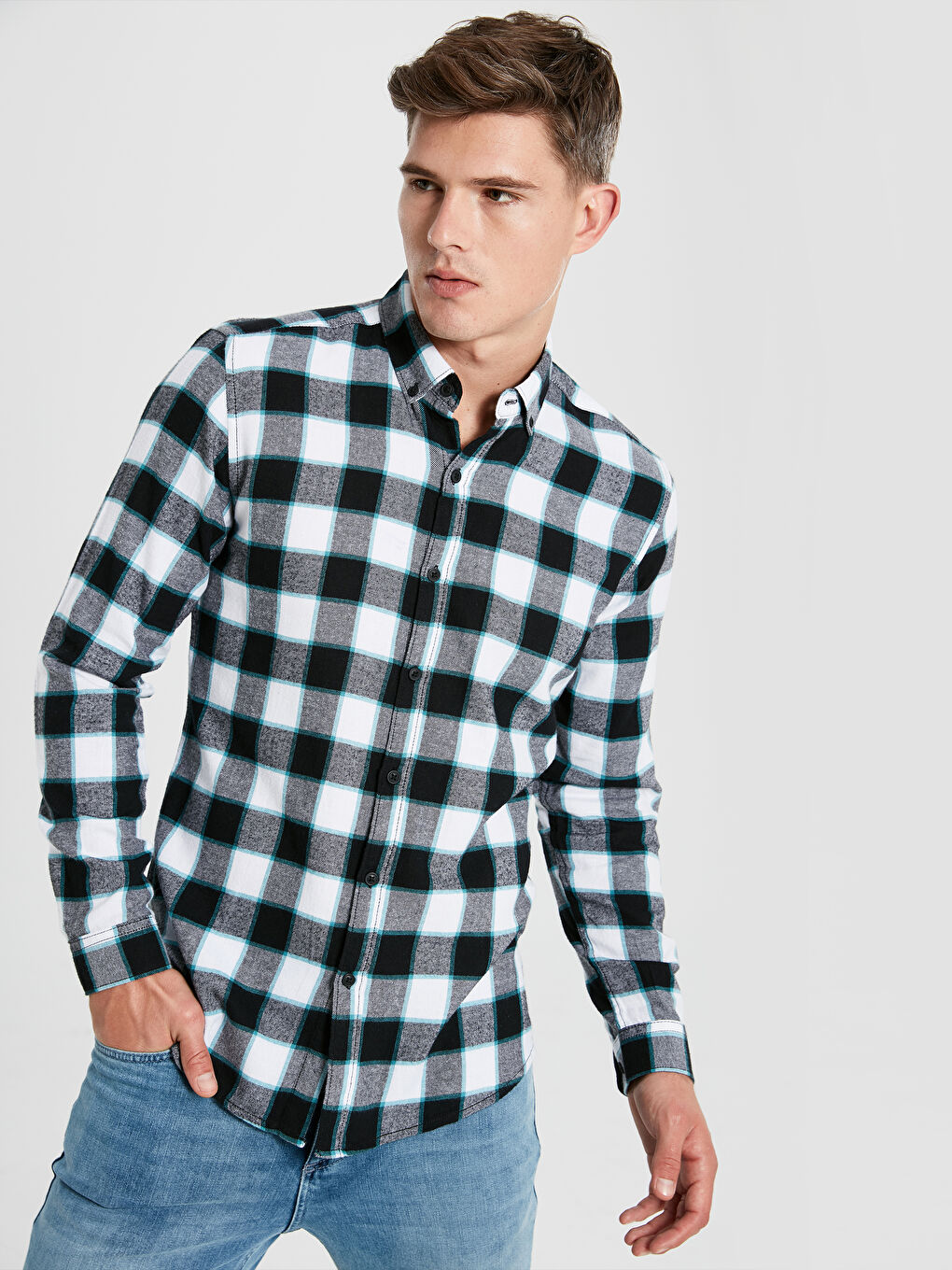 LC Waikiki Man BLACK Flannel Shirt -0S1400Z8-LKX