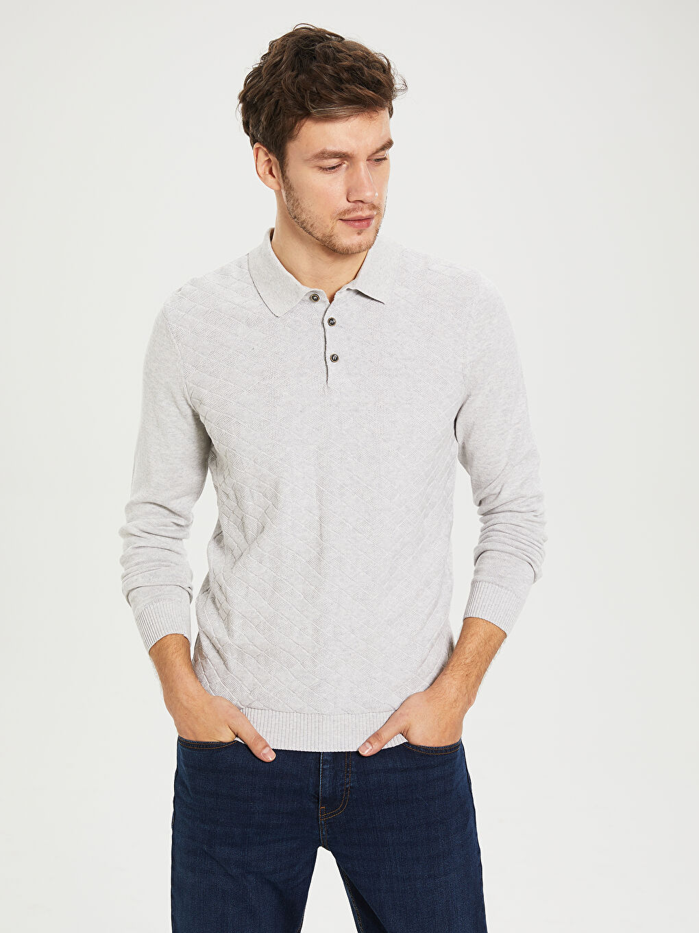 Bej Uzun Kollu Erkek Kazak-1