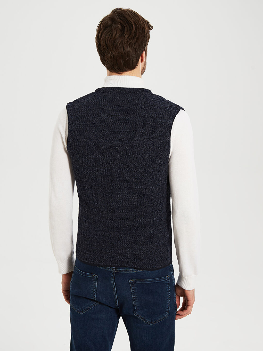 İndigo Standart Kalıp V Yaka Klasik İnce Erkek Yelek-2