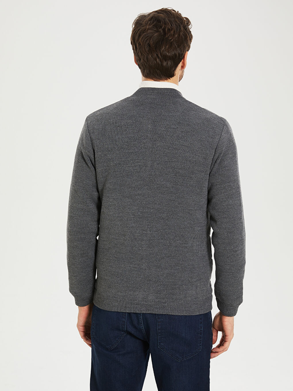 Gri Standart Kalıp Erkek Hırka-2