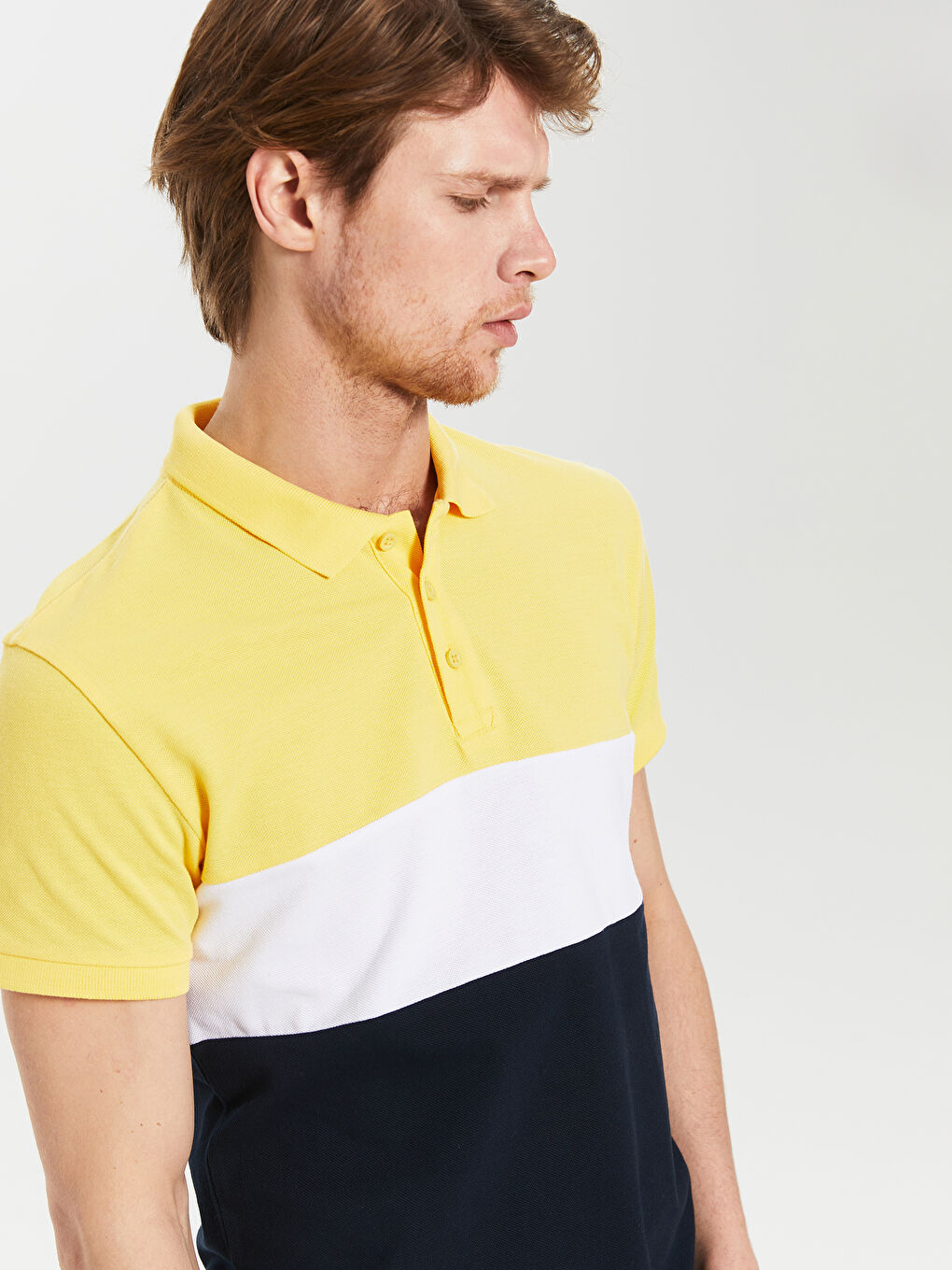 Мужская футболка-поло с коротким рукавом в полоску-2