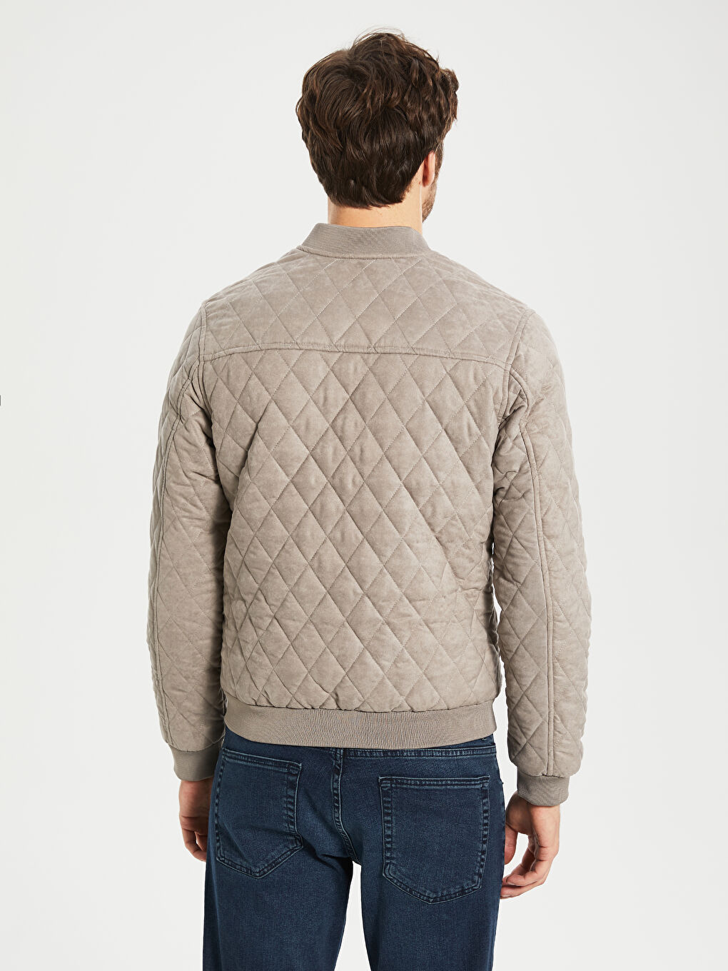 Bej Slim Fit Süet Erkek Mont-4