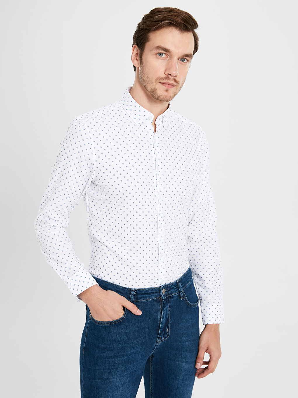 Uska košulja dugih rukava od pamuka