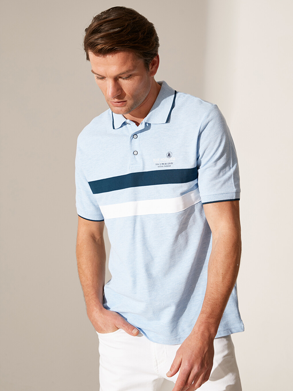 Polo Neck Short Sleeve Men's T-shirt-1