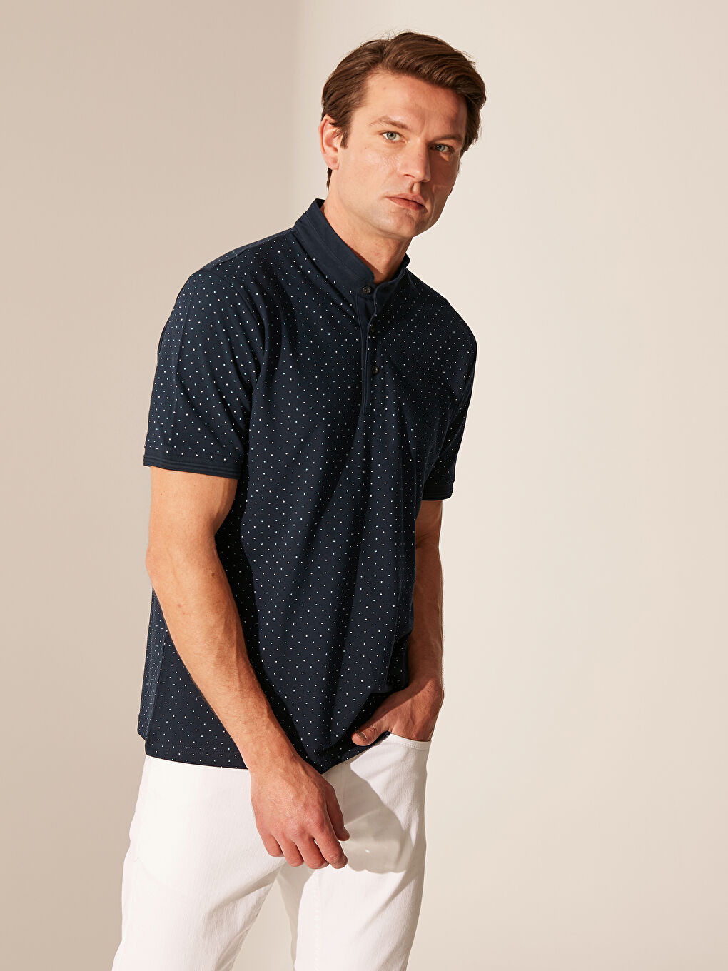 Lacivert Kısa Kollu Erkek Tişört-1