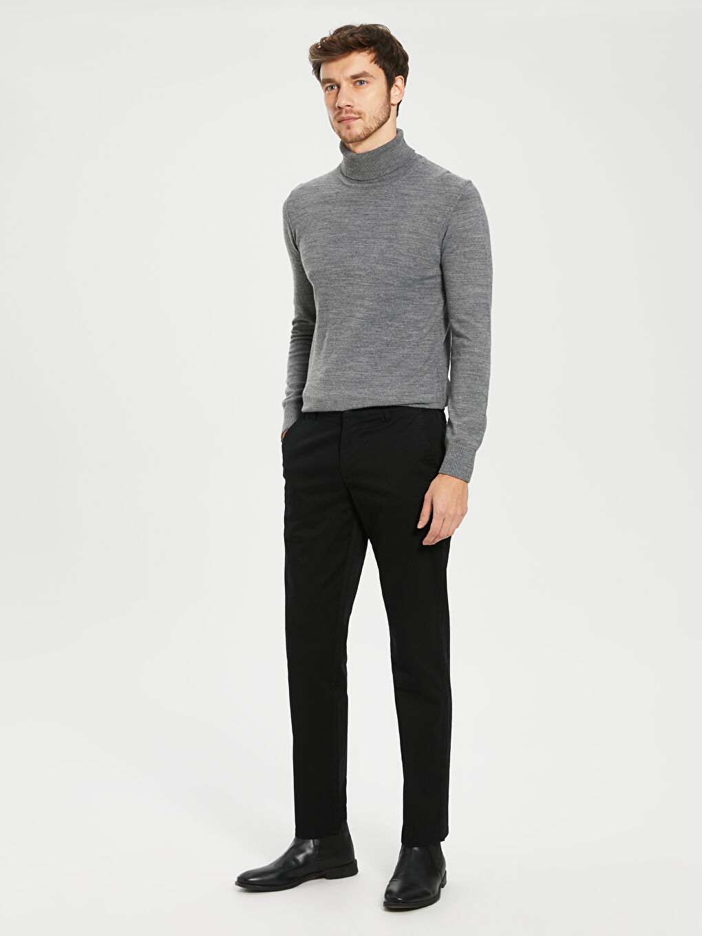 Pantaloni Chino Gabardină Croială Normală