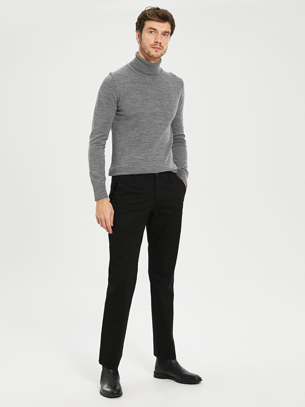 Pantaloni Chino Gabardină Croială Normală-2