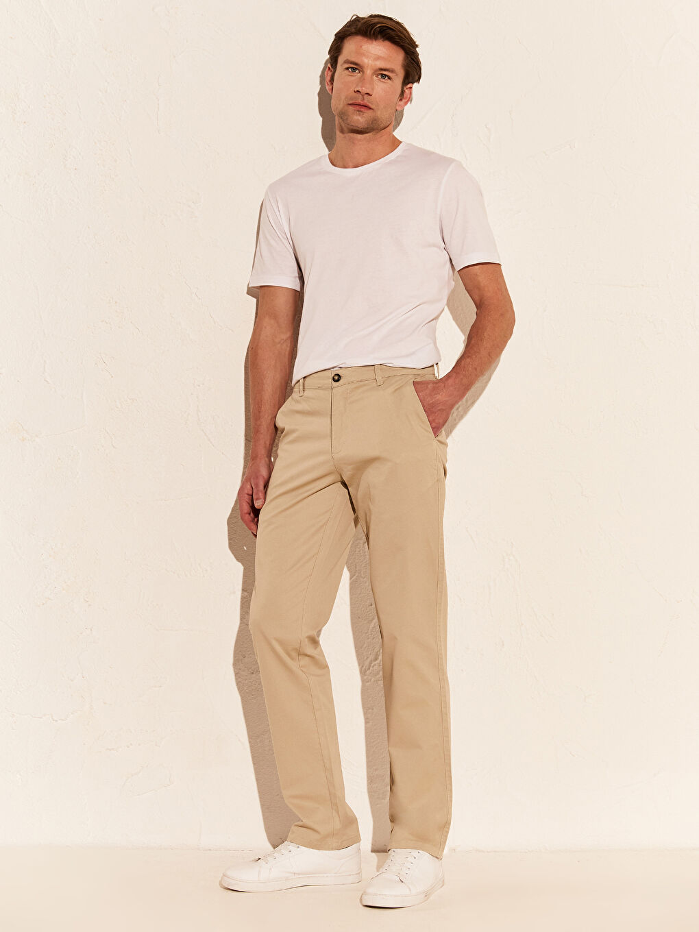 Pantaloni Chino Gabardină Croială Normală