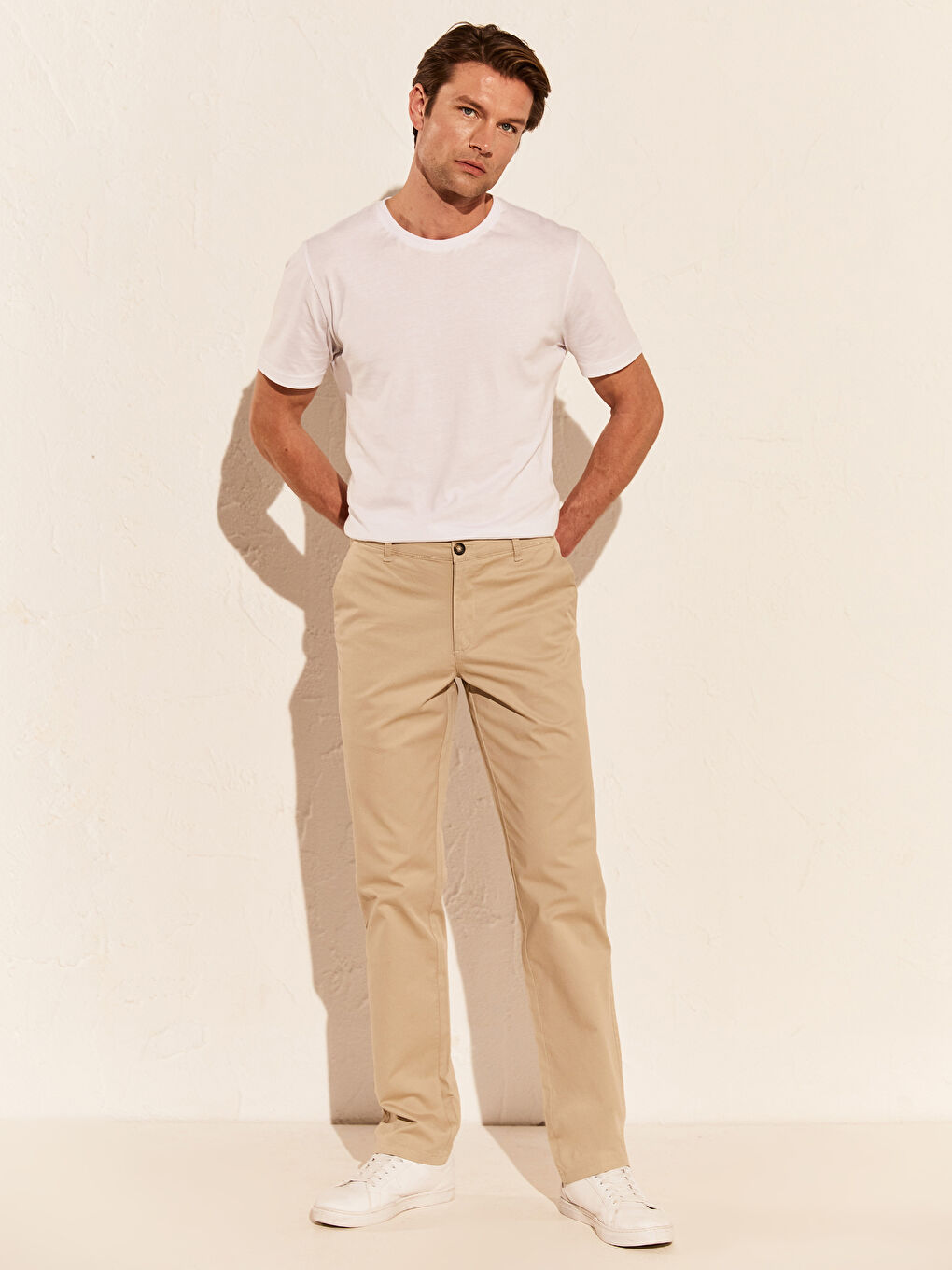 Pantaloni Chino Gabardină Croială Normală-1