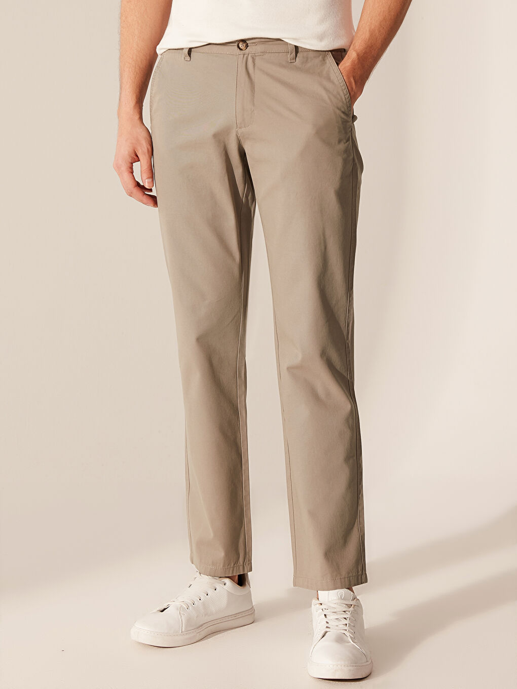Haki Geniş Kalıp Gabardin Erkek Chino Pantolon-2
