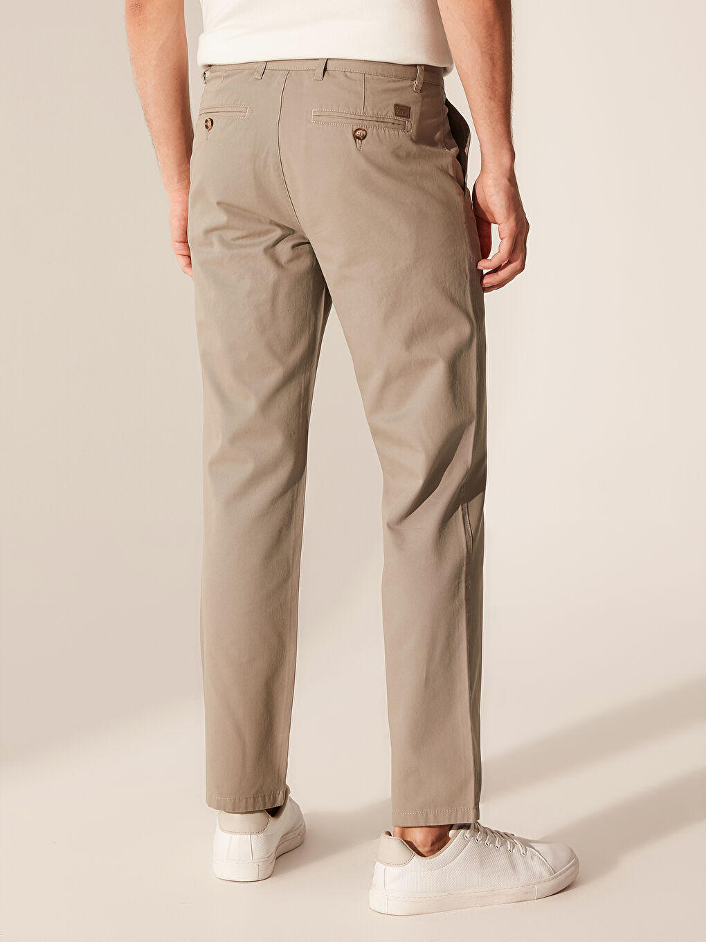 Haki Geniş Kalıp Gabardin Erkek Chino Pantolon-3