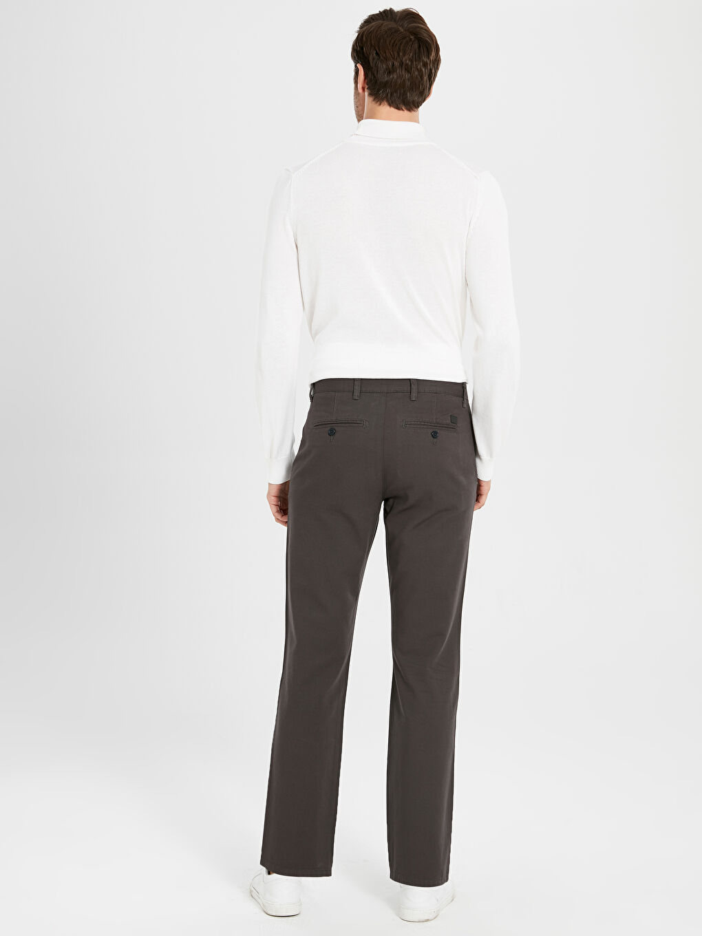 Antrasit Geniş Kalıp Gabardin Erkek Chino Pantolon-4