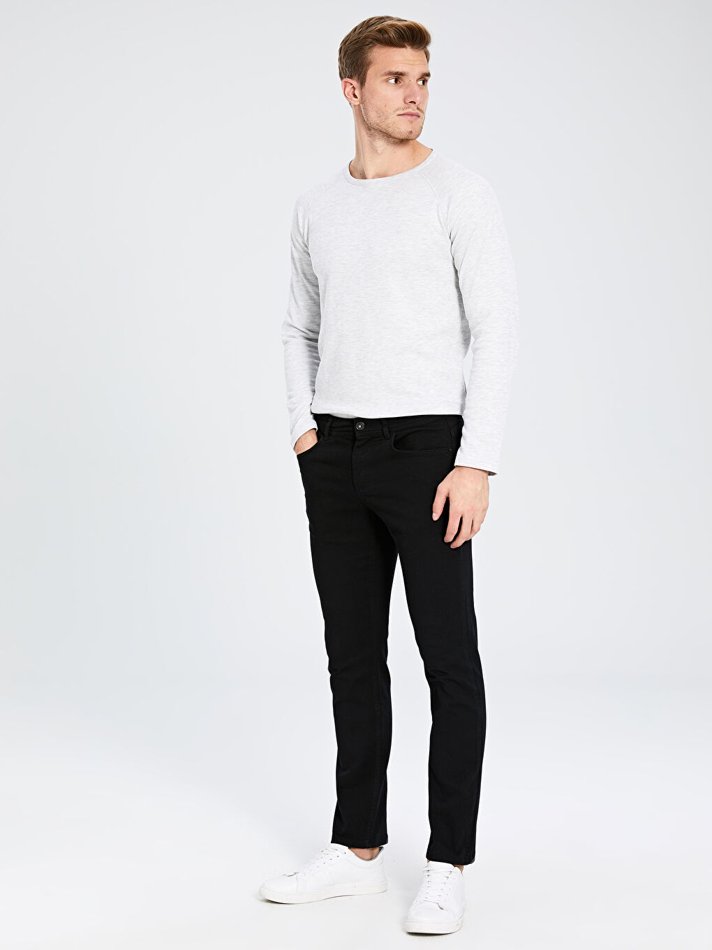 Siyah Slim Fit Gabardin Erkek Pantolon-1