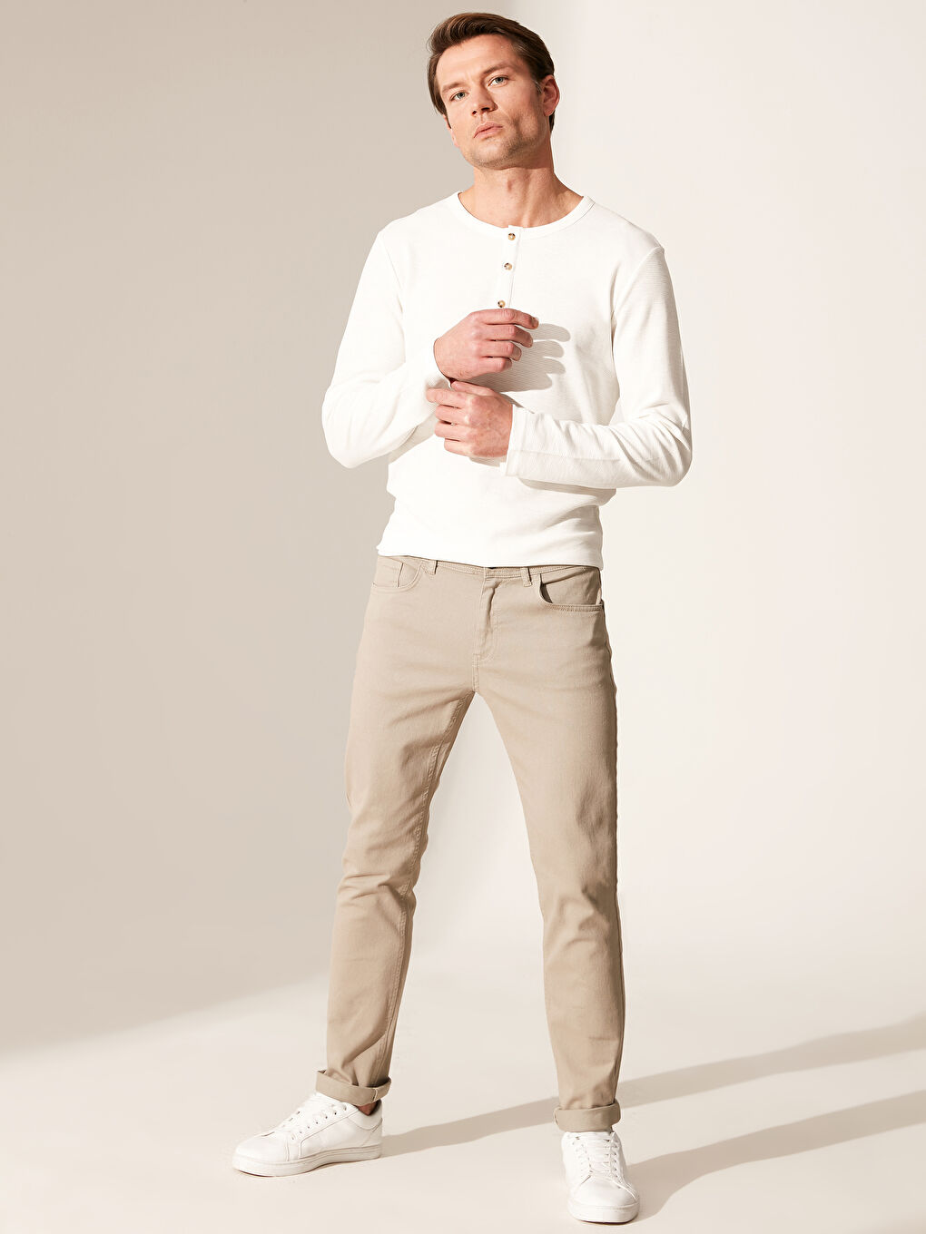 Slim Fit Twill Men's Trousers-1