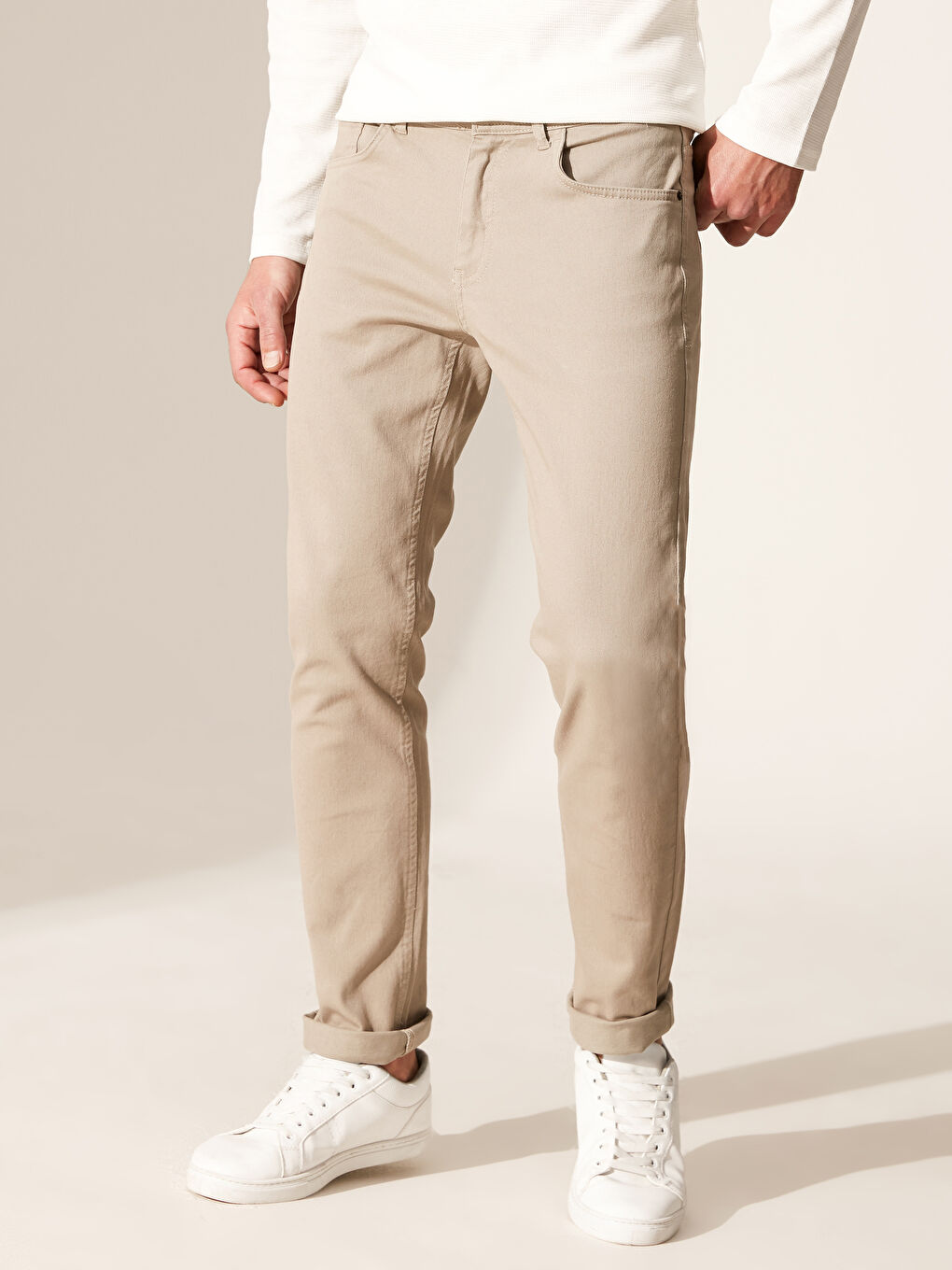 Slim Fit Twill Men's Trousers-2