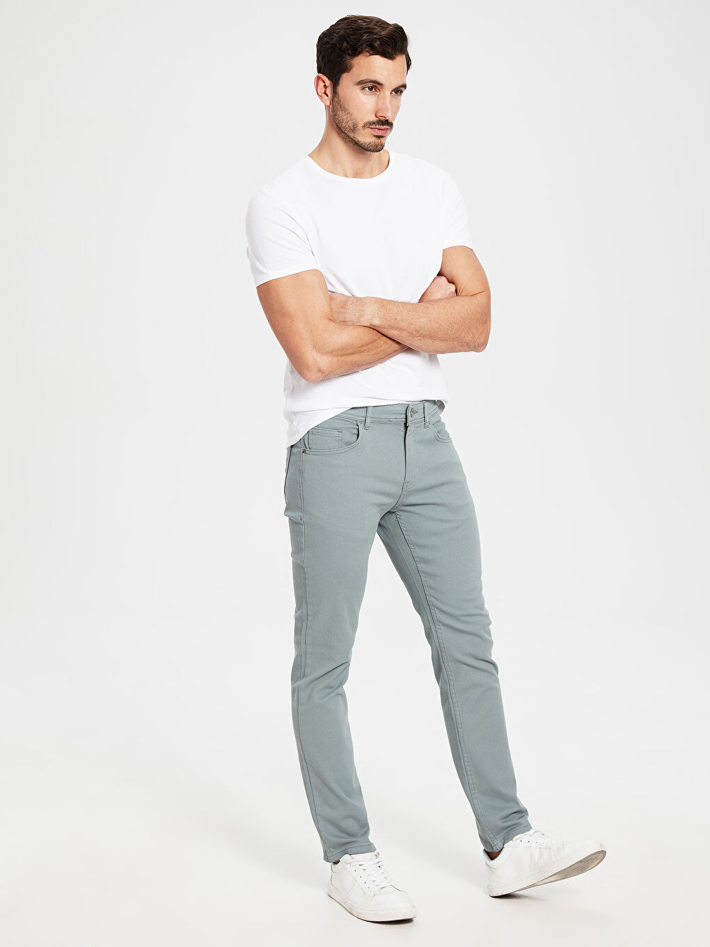 Yeşil Slim Fit Gabardin Erkek Pantolon