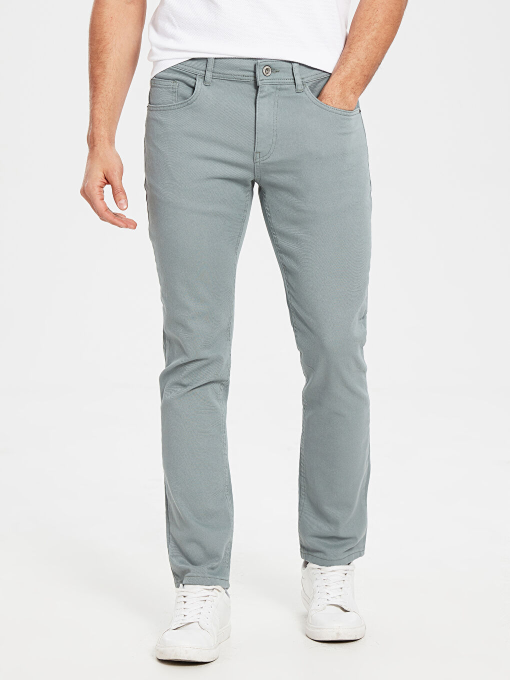 Yeşil Slim Fit Gabardin Erkek Pantolon-2