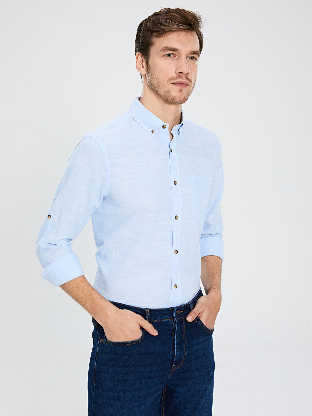 Chemise manches longues coupe régulière  -1