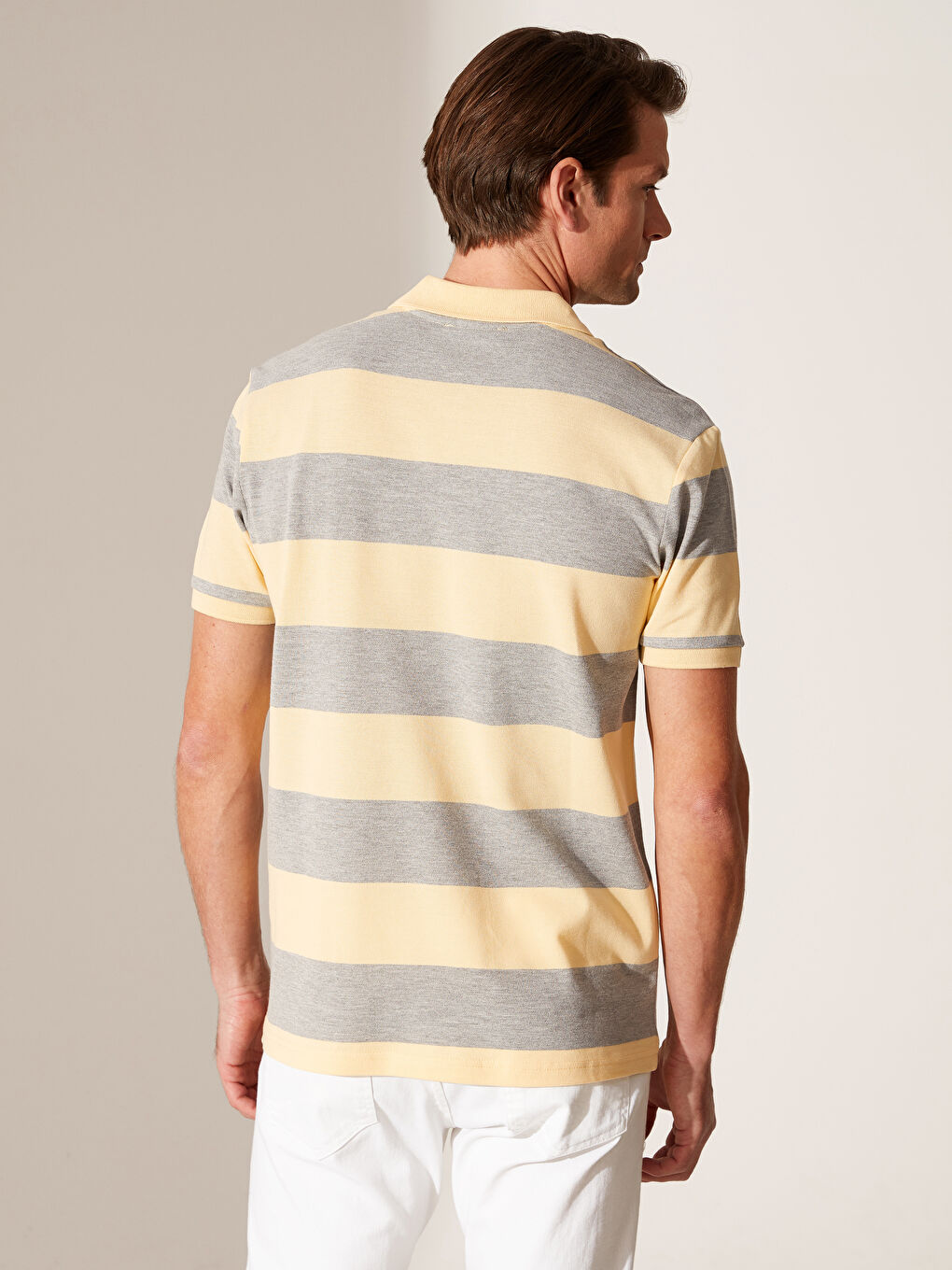 Rollkragen Kurzarm Gestreift Herren T-Shirt-2