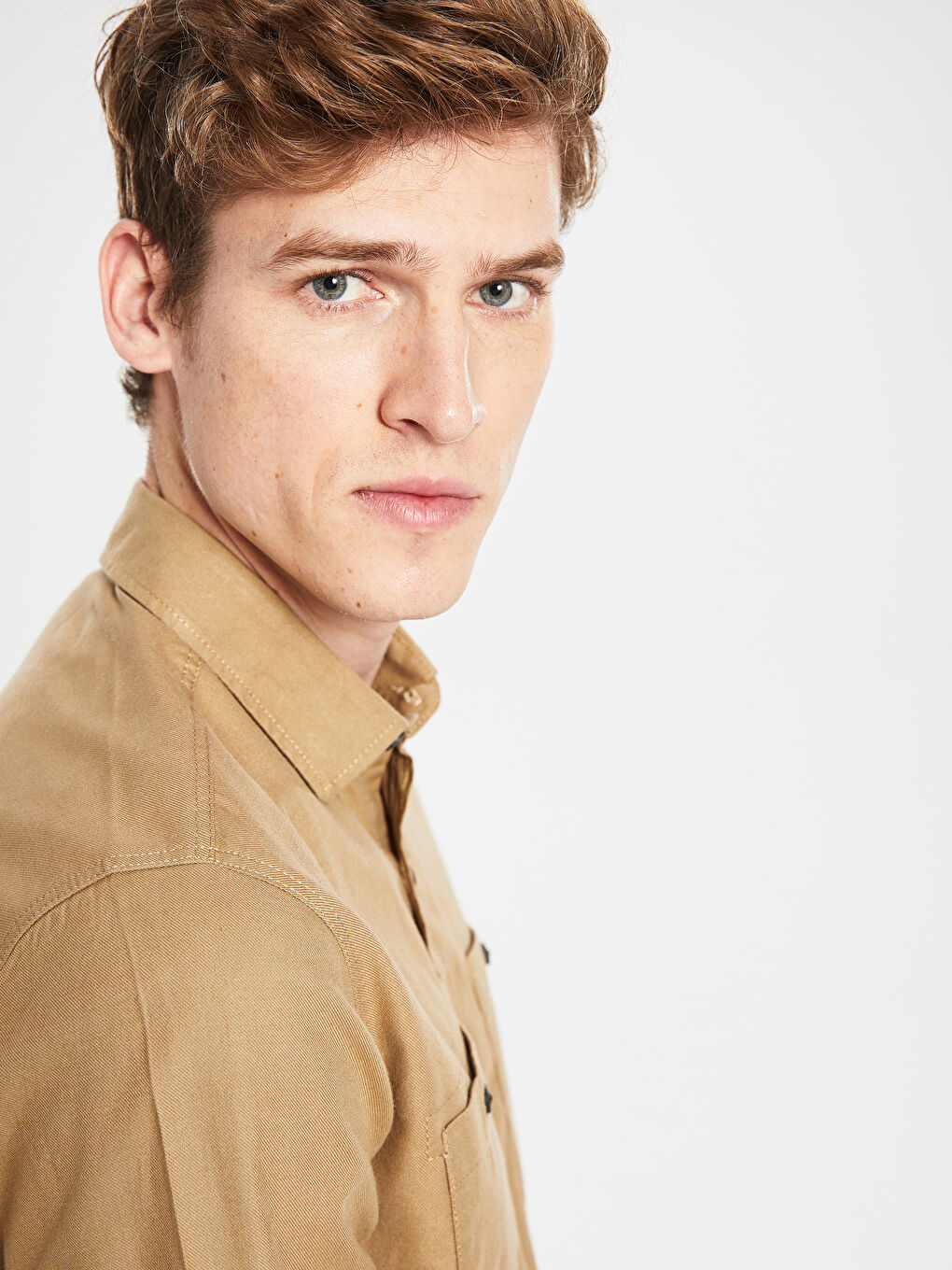 Sarı Ekstra Slim Fit Gabardin Gömlek-2