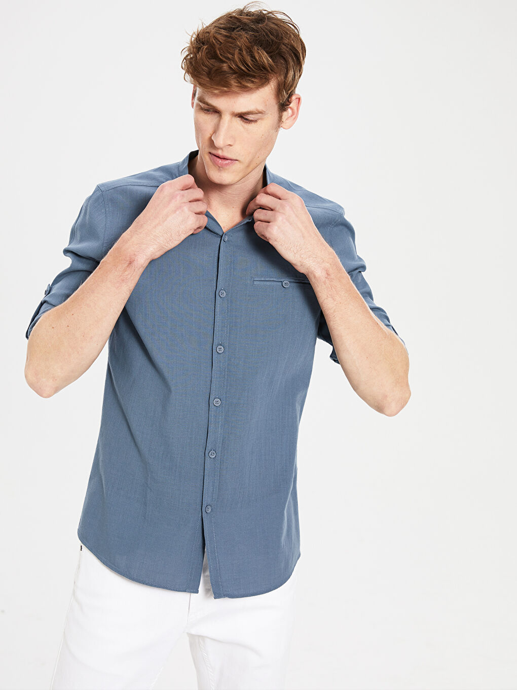 Mavi Ekstra Dar Kalıp Uzun Kollu Poplin Erkek Gömlek-1