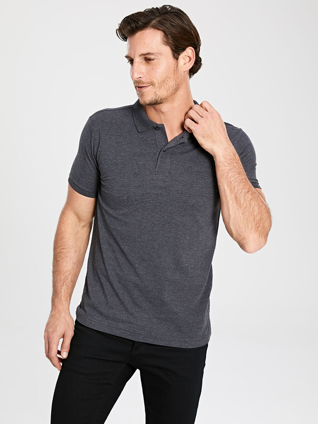 Мужчины Антрацитовый Футболка-1