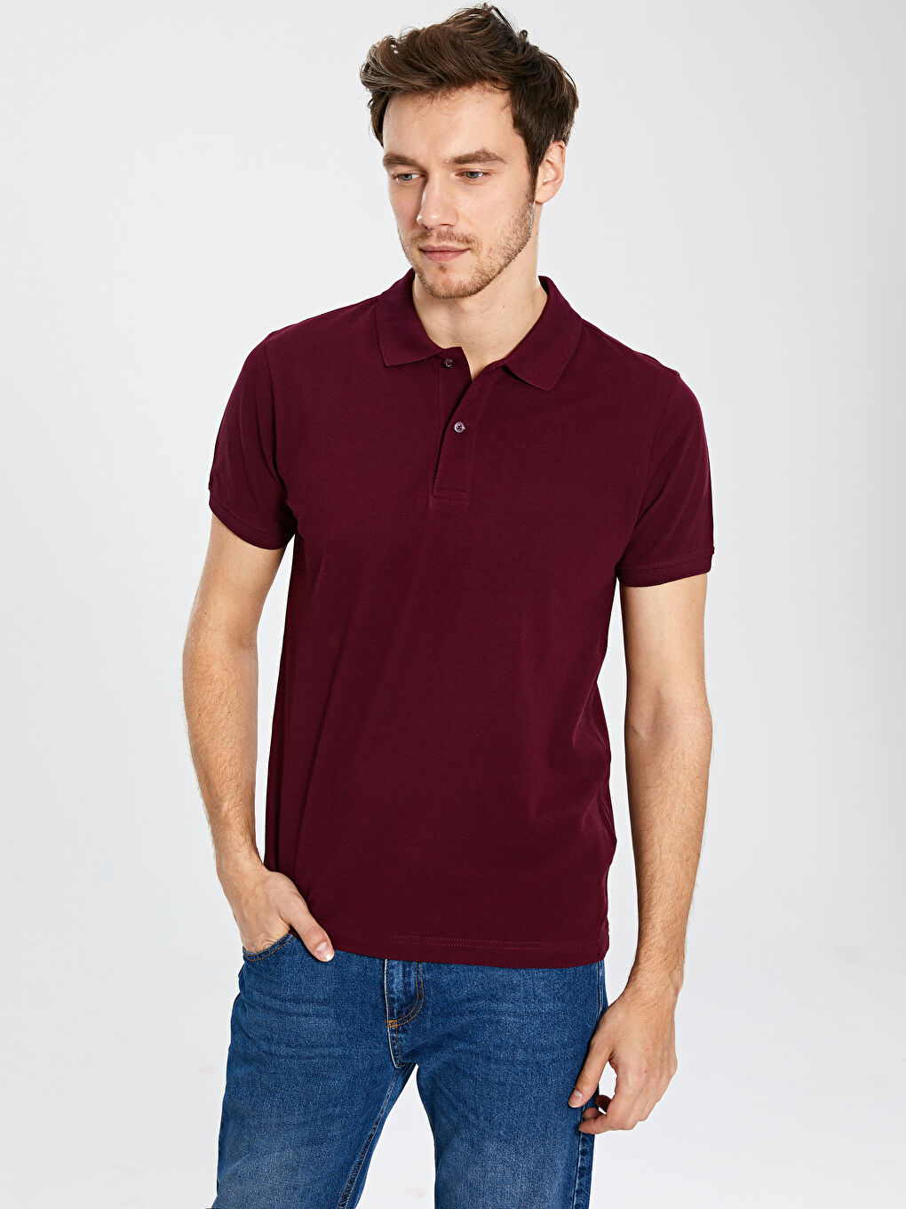 Мужчины Бордовый Футболка