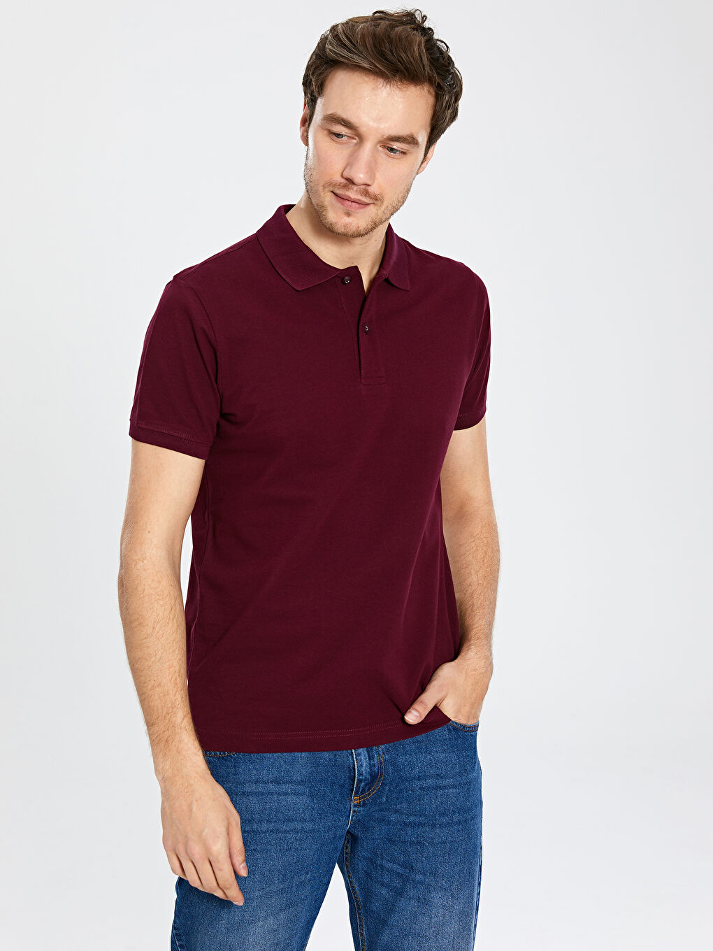 Мужчины Бордовый Футболка-1