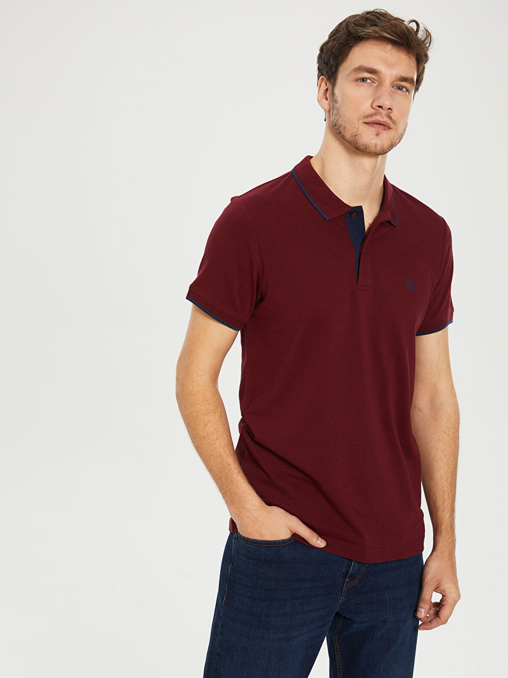 Футболка с воротником поло, базовая, с коротким рукавом, из ткани пике-1