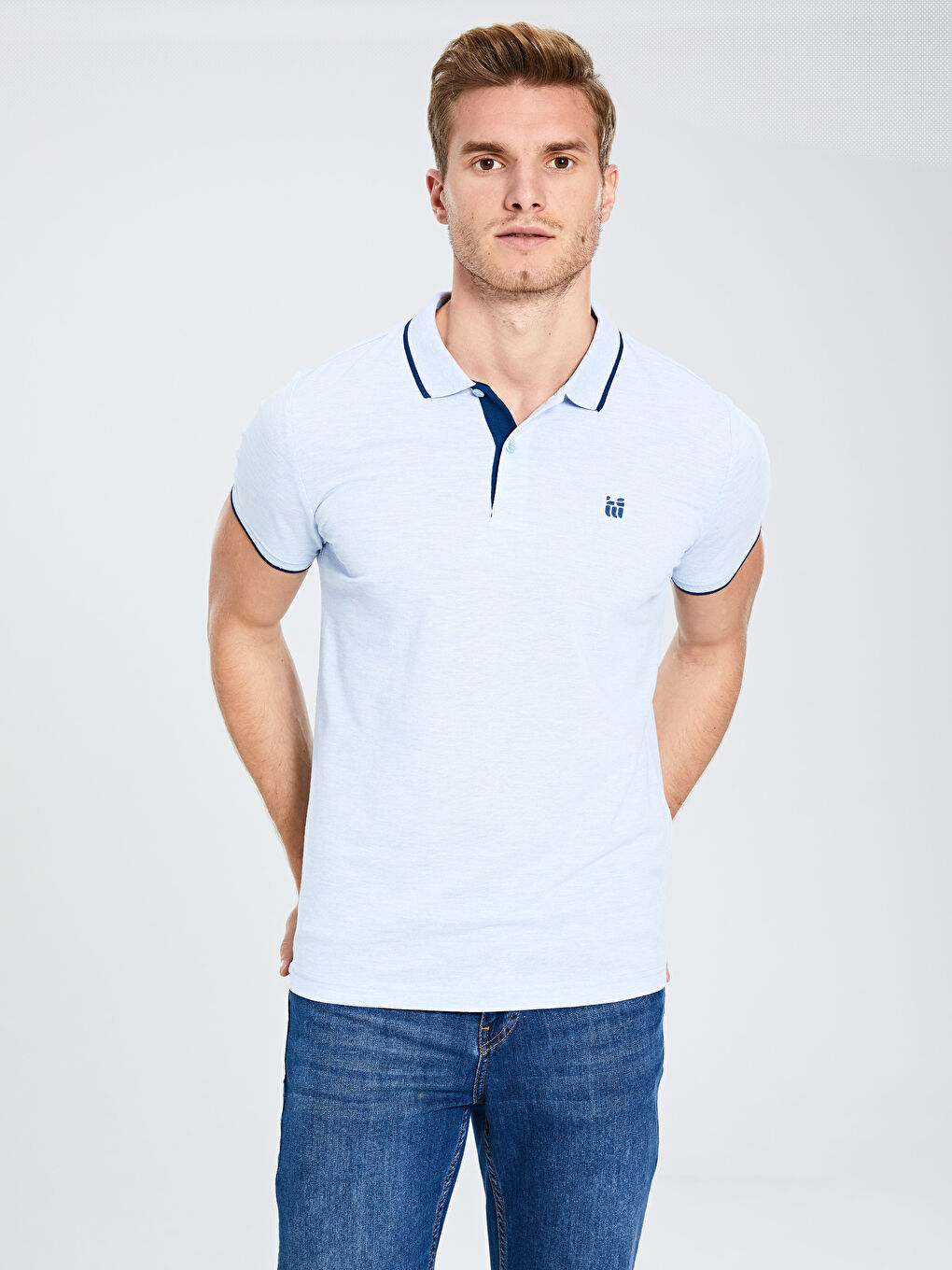 Polo Neck Basic Short Sleeve Pique T-Shirt