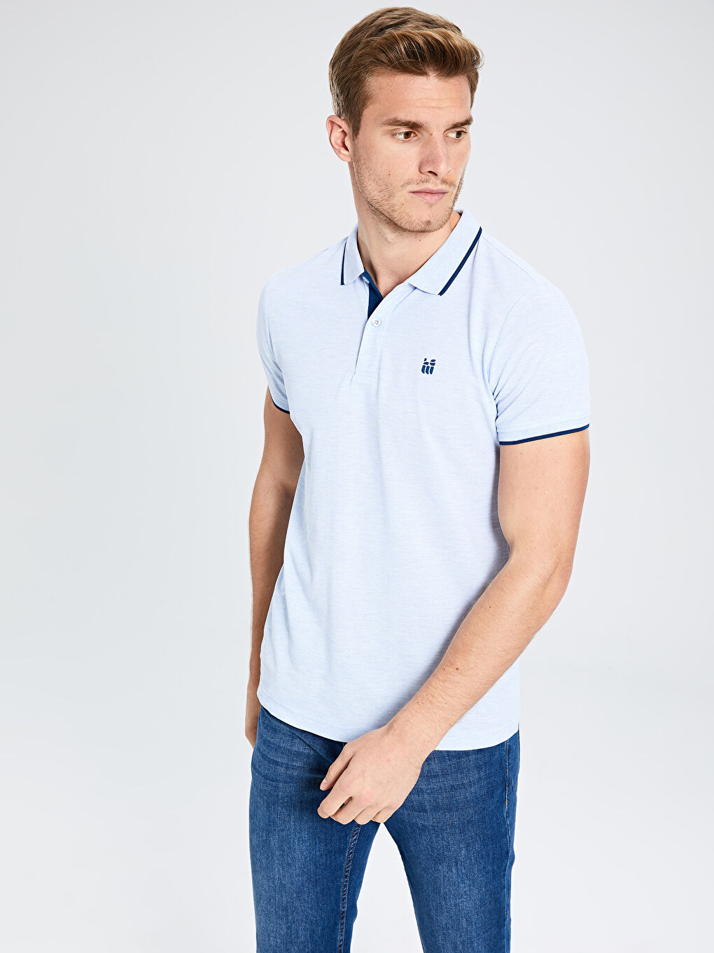 Polo Neck Basic Short Sleeve Pique T-Shirt-2