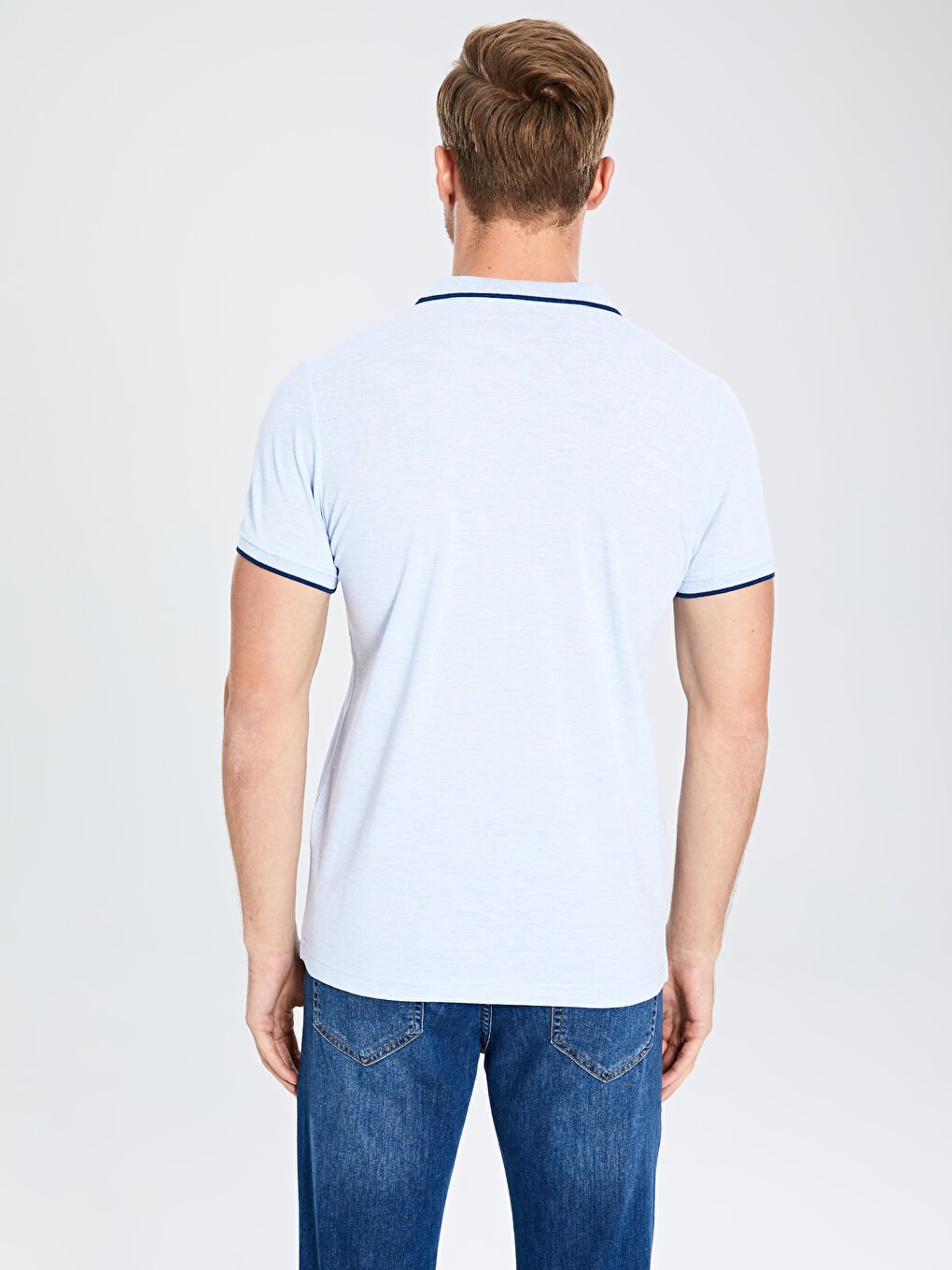 Polo Neck Basic Short Sleeve Pique T-Shirt-3