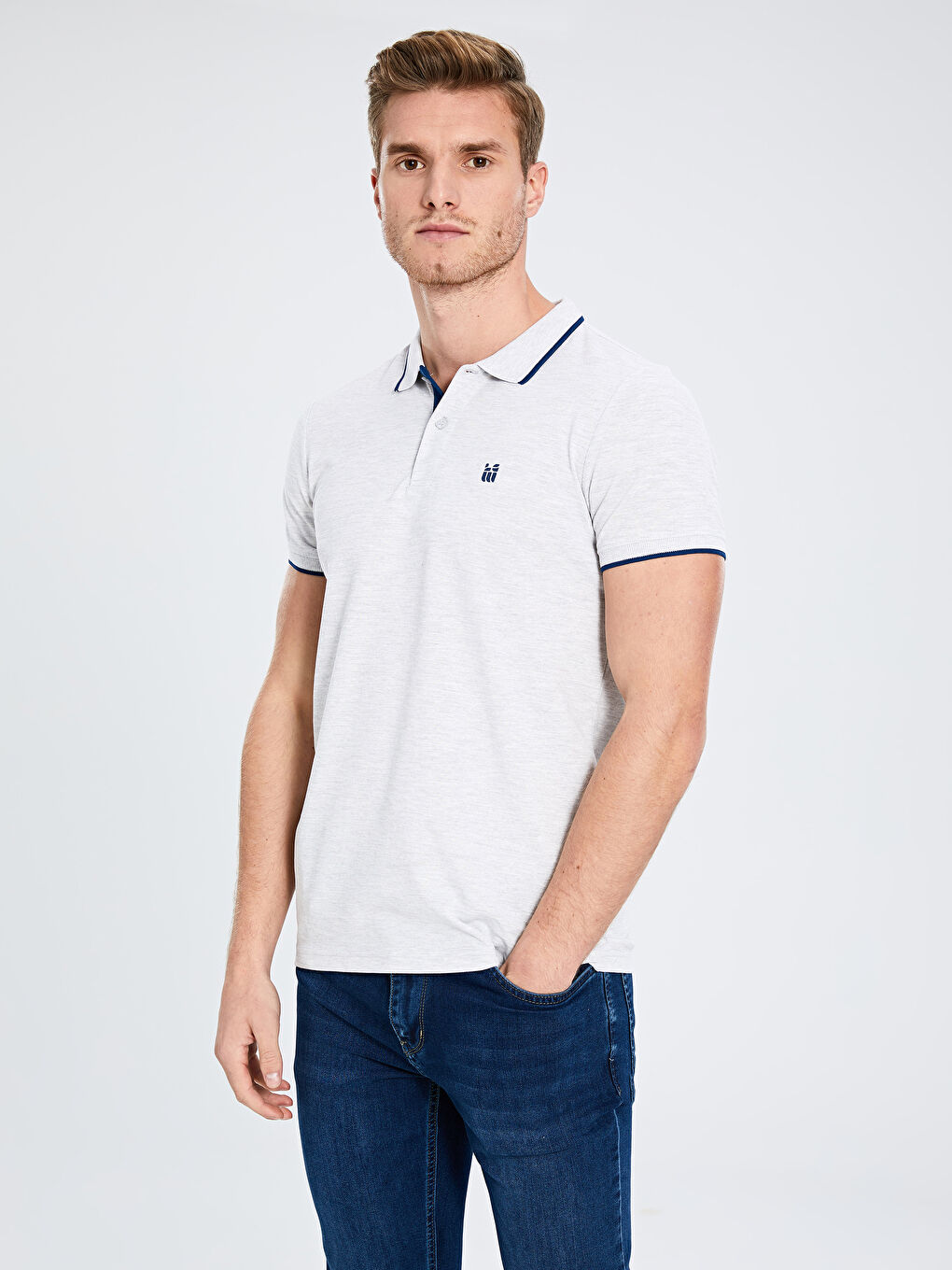 Ekru Polo Yaka Basic Kısa Kollu Pike Tişört