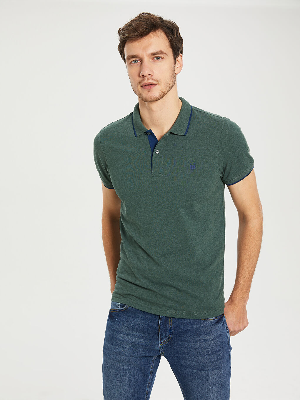 Футболка с воротником поло, базовая, с коротким рукавом, из ткани пике