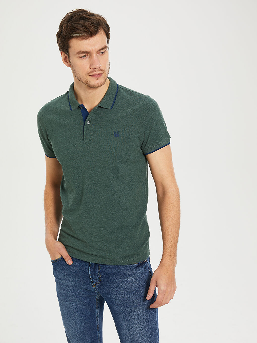 Футболка с воротником поло, базовая, с коротким рукавом, из ткани пике-1