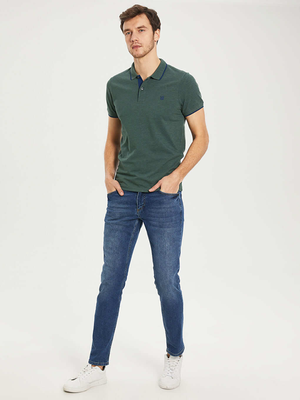 Футболка с воротником поло, базовая, с коротким рукавом, из ткани пике-3