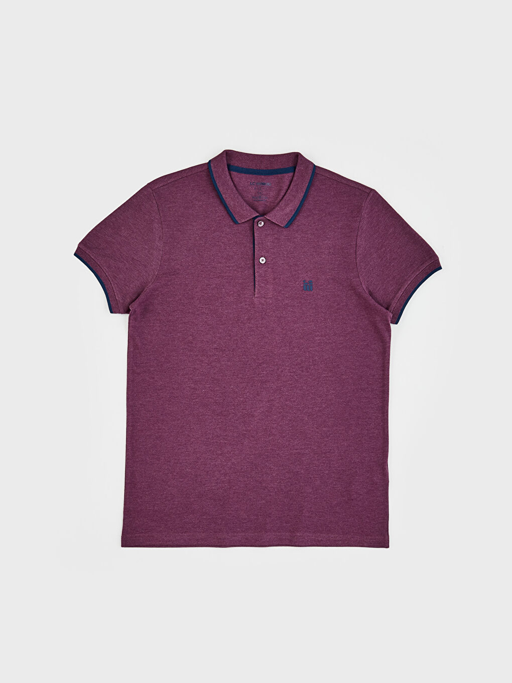 Mor Polo Yaka Basic Kısa Kollu Pike Tişört-1