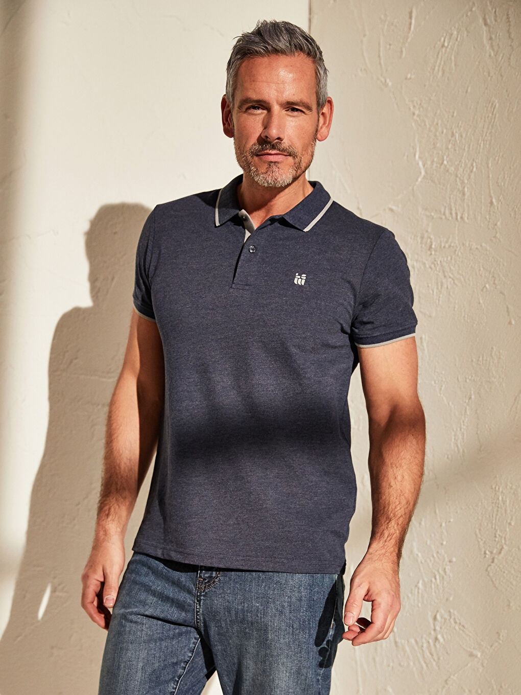 Футболка с воротником поло, базовая, с коротким рукавом, из ткани пике