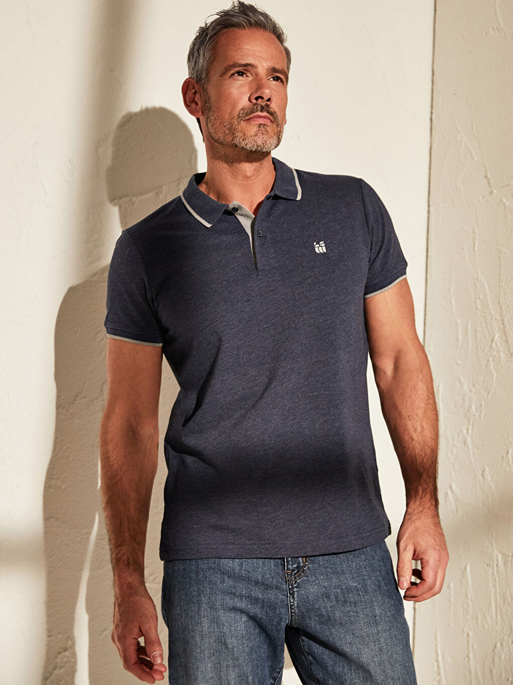 Футболка с воротником поло, базовая, с коротким рукавом, из ткани пике-1