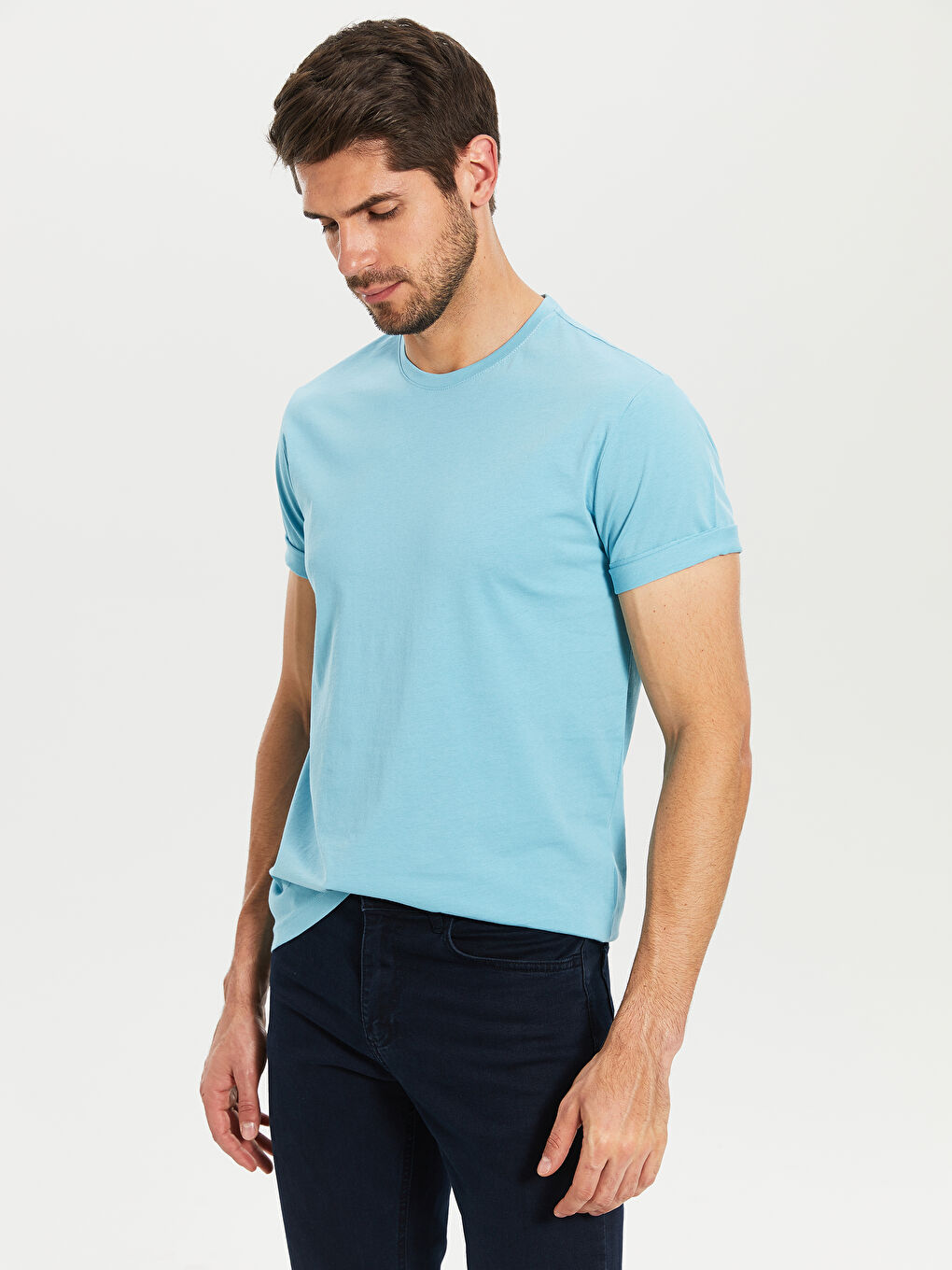 Mavi Bisiklet Yaka Basic Penye Tişört-1