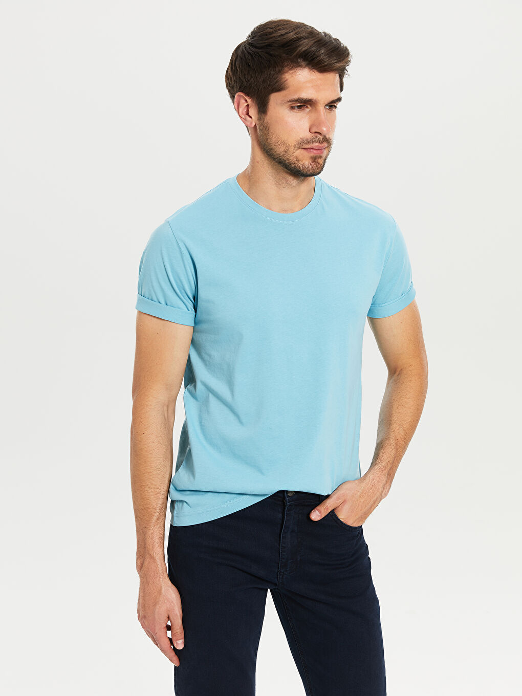 Mavi Bisiklet Yaka Basic Penye Tişört-2