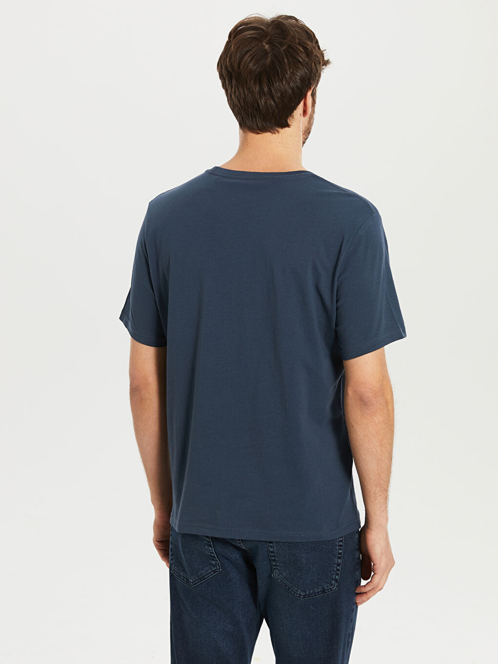 İndigo Bisiklet Yaka Basic Penye Tişört-2