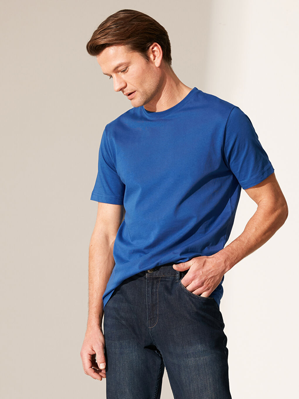 Mavi Bisiklet Yaka Basic Penye Tişört