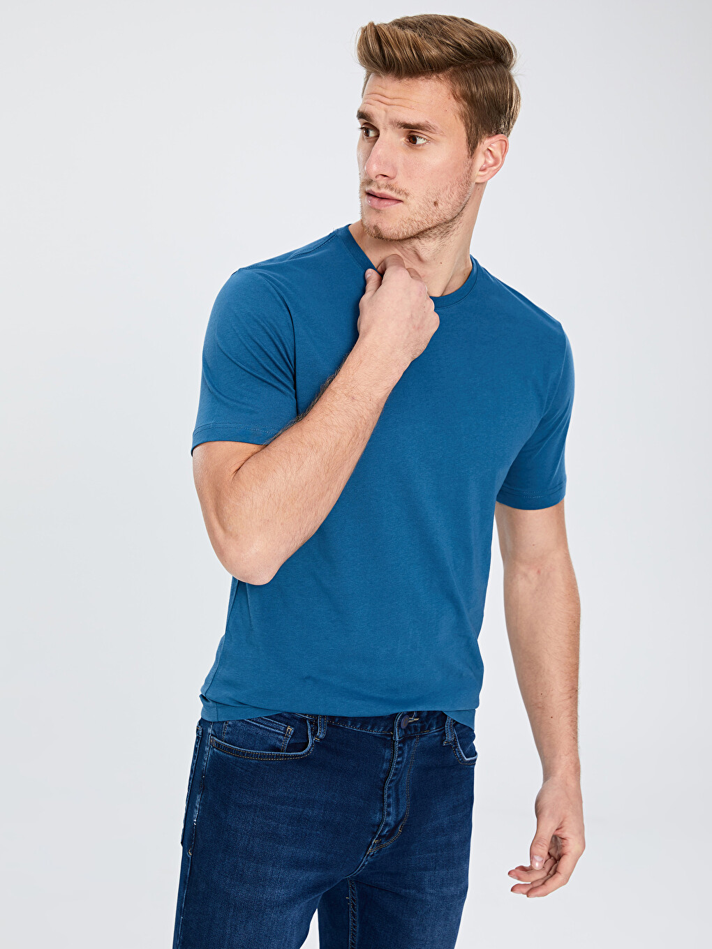 Crew Neck Basic Combed Cotton T-shirt-2
