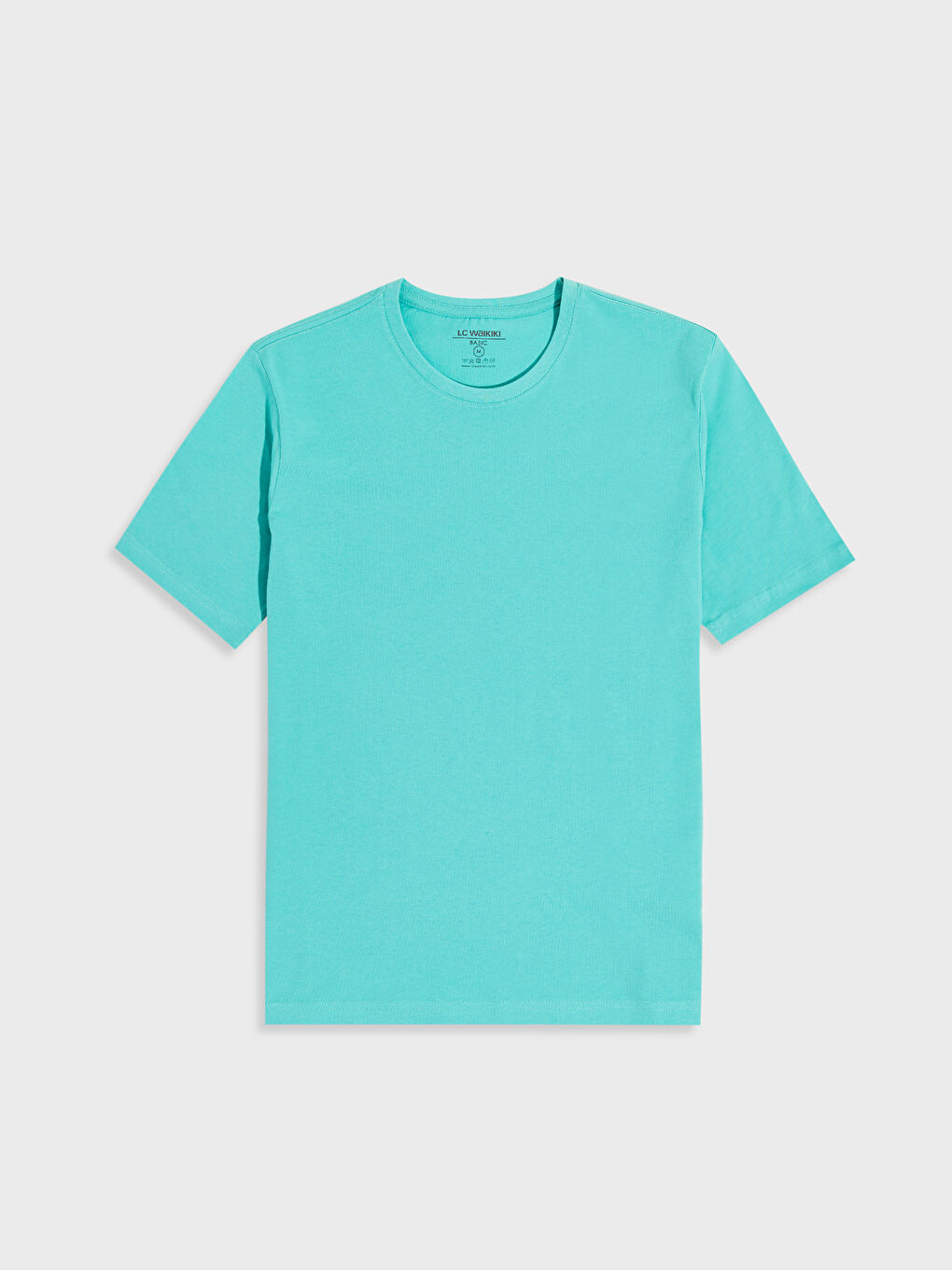 Turkuaz Bisiklet Yaka Basic Penye Tişört