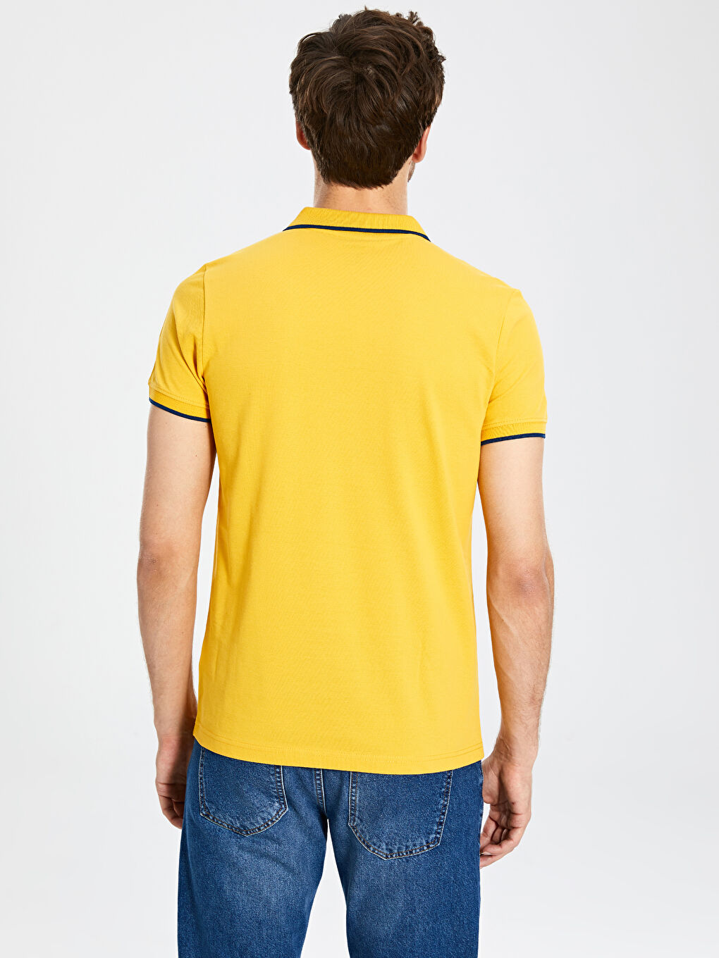 Sarı Polo Yaka Kısa Kollu Pike Erkek Tişört-2